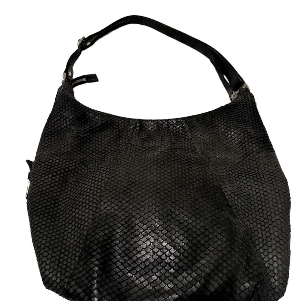 Vintage Stuart Weitzman Snake Skin Hobo Bag. Black. GUC